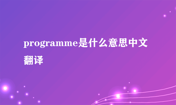 programme是什么意思中文翻译